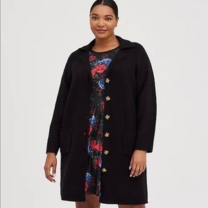 Torrid size 2 NOTCHED COLLAR CARDIGAN SWEATER - BLACK